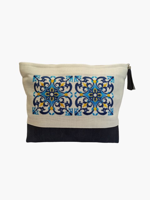 Bolso de lino y corcho azul...