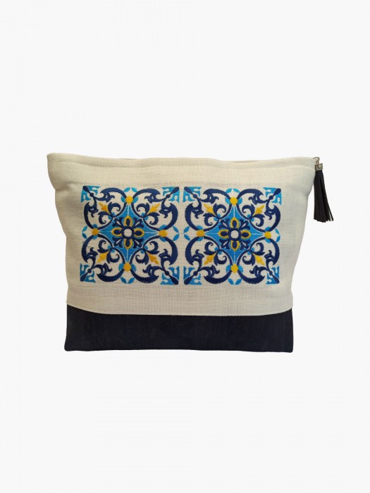 Bolso de lino y corcho azul oscuro