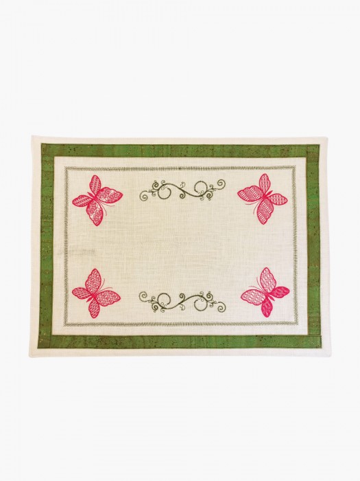 Mesa individual de pino y corcho verde