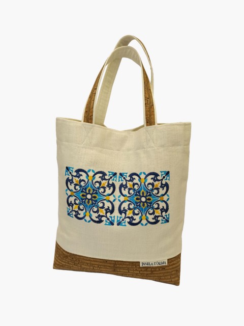 Bolso Zebra de lino y corcho