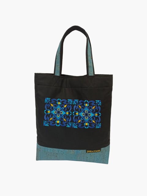 Sac en Coton Noir Bleu