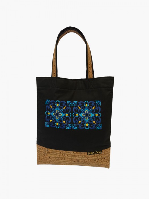 Black Cotton and Cork Purse Grey