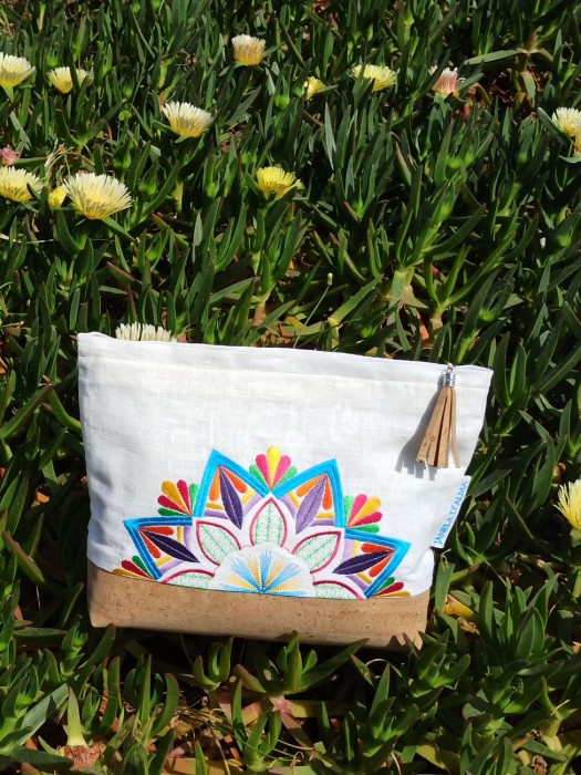 Bolsa de Mão em Linho e Cortiça Natural