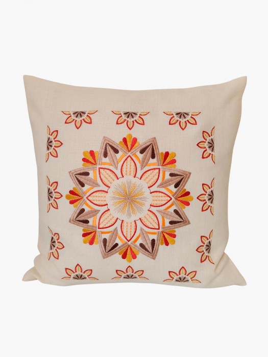 Housse de Coussin en Lin Flower Orange