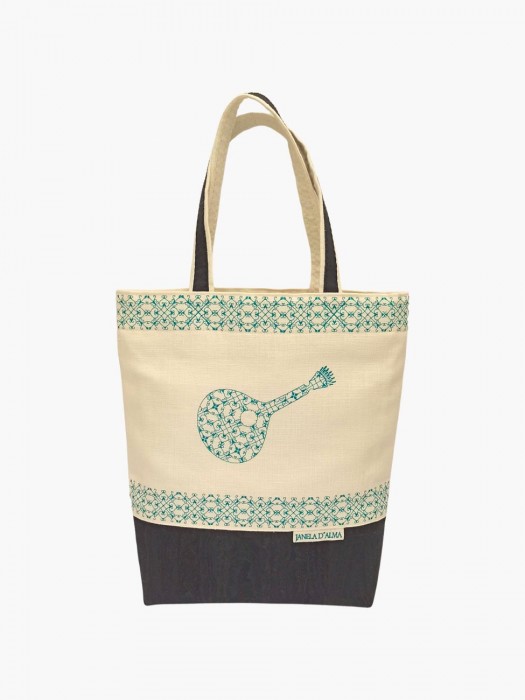 Sac à Main en Lin et Liège Bleu