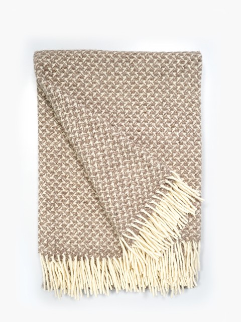 100% Wool Blanket Beige Medium