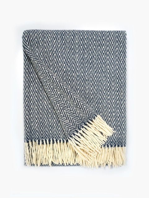100% Wool Blanket Dark Blue...