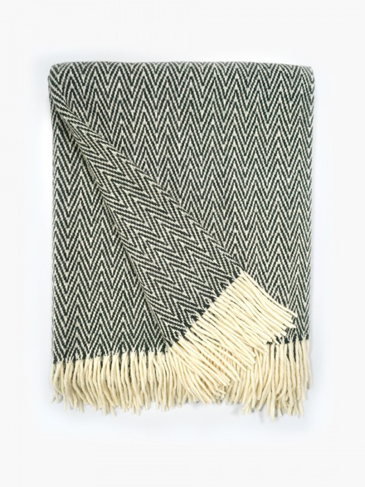 100% Wool Blanket Dark Green Medium