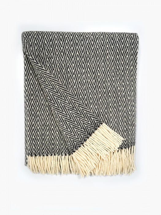100% Wool Blanket Black Medium