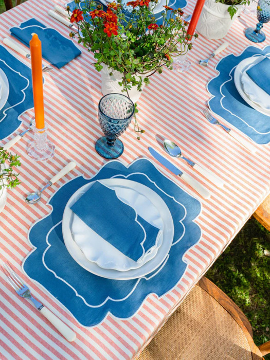 Mantel Individual Belmonte, Azul/ Blanco