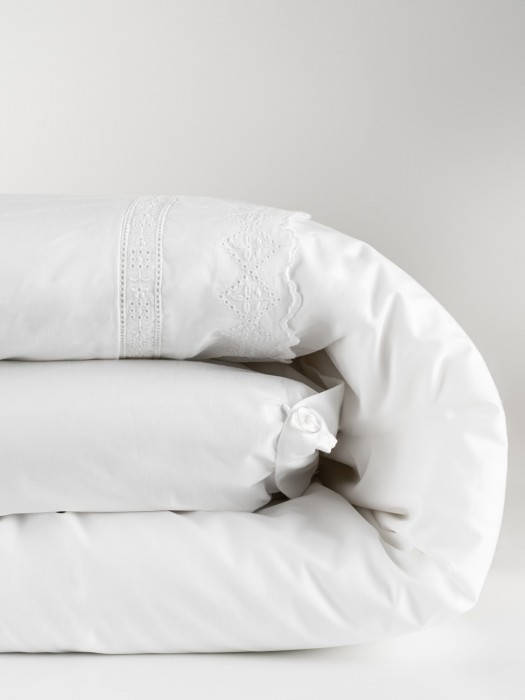 Housse de couette brodée percale